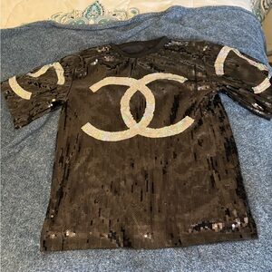 Chanel Logo Oversized Sequined Dress